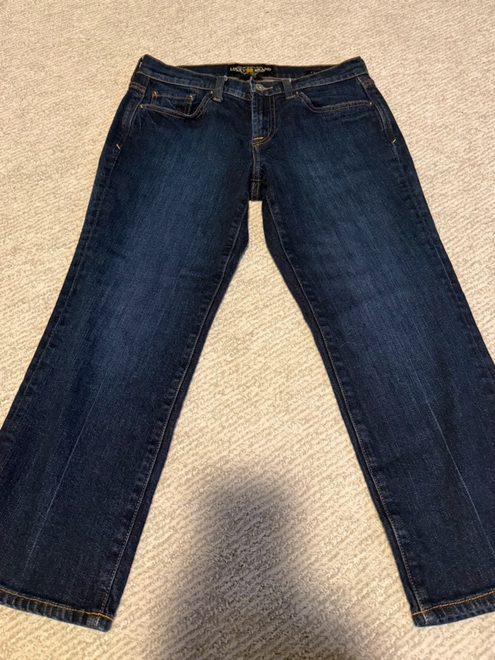 Lucky Brand Straight-Leg Dark Blue Cropped Jeans